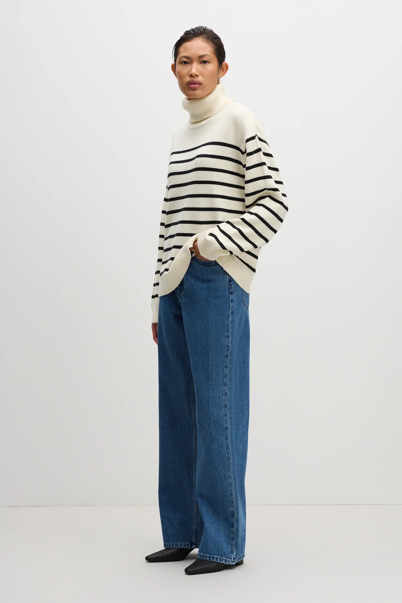 Black Stripe Perri Turtleneck Knit